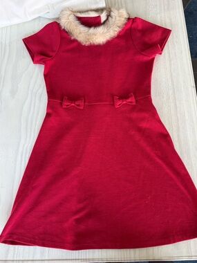 Gymboree Girls' Red Dress with Faux Fur Collar